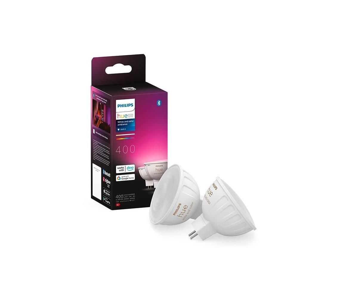 SADA 2x LED RGBW Stmievateľná žiarovka Philips Hue WACA GU5,3/MR16/6,3W/12V