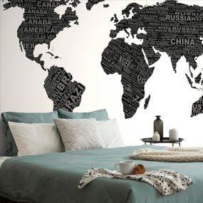 Samolepiaca tapeta čiernobiela mapa sveta