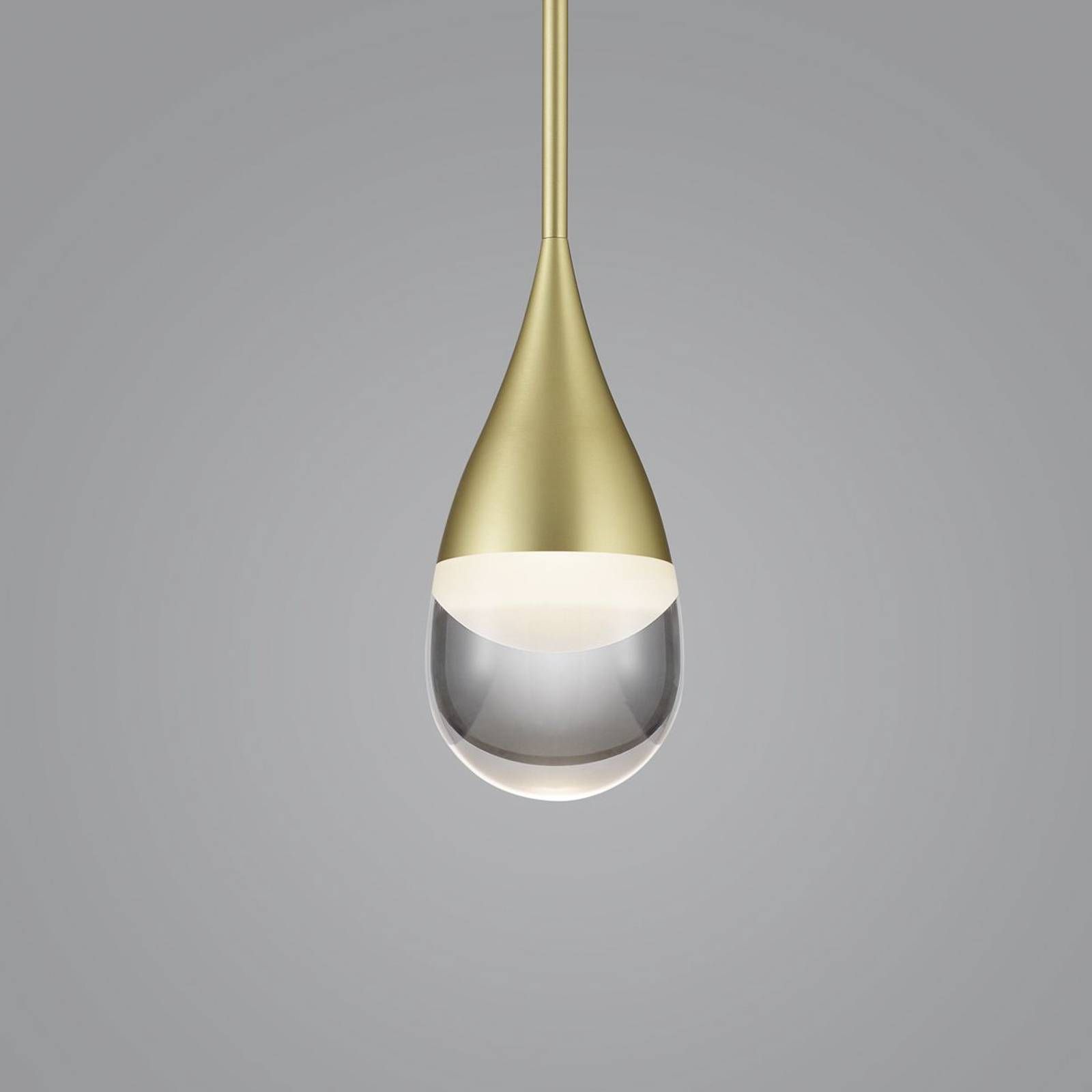Helestra Deep závesné LED svietidlo, matná zlatá, Obývacia izba / jedáleň, hliník, sklo, 5.5W, K: 32.5cm
