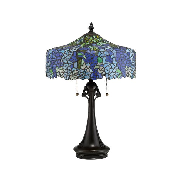 QUOIZEL Stolová lampa Cobalt v dizajne Tiffany, Obývacia izba / jedáleň, oceľ, sklo, E27, 60W, K: 69cm