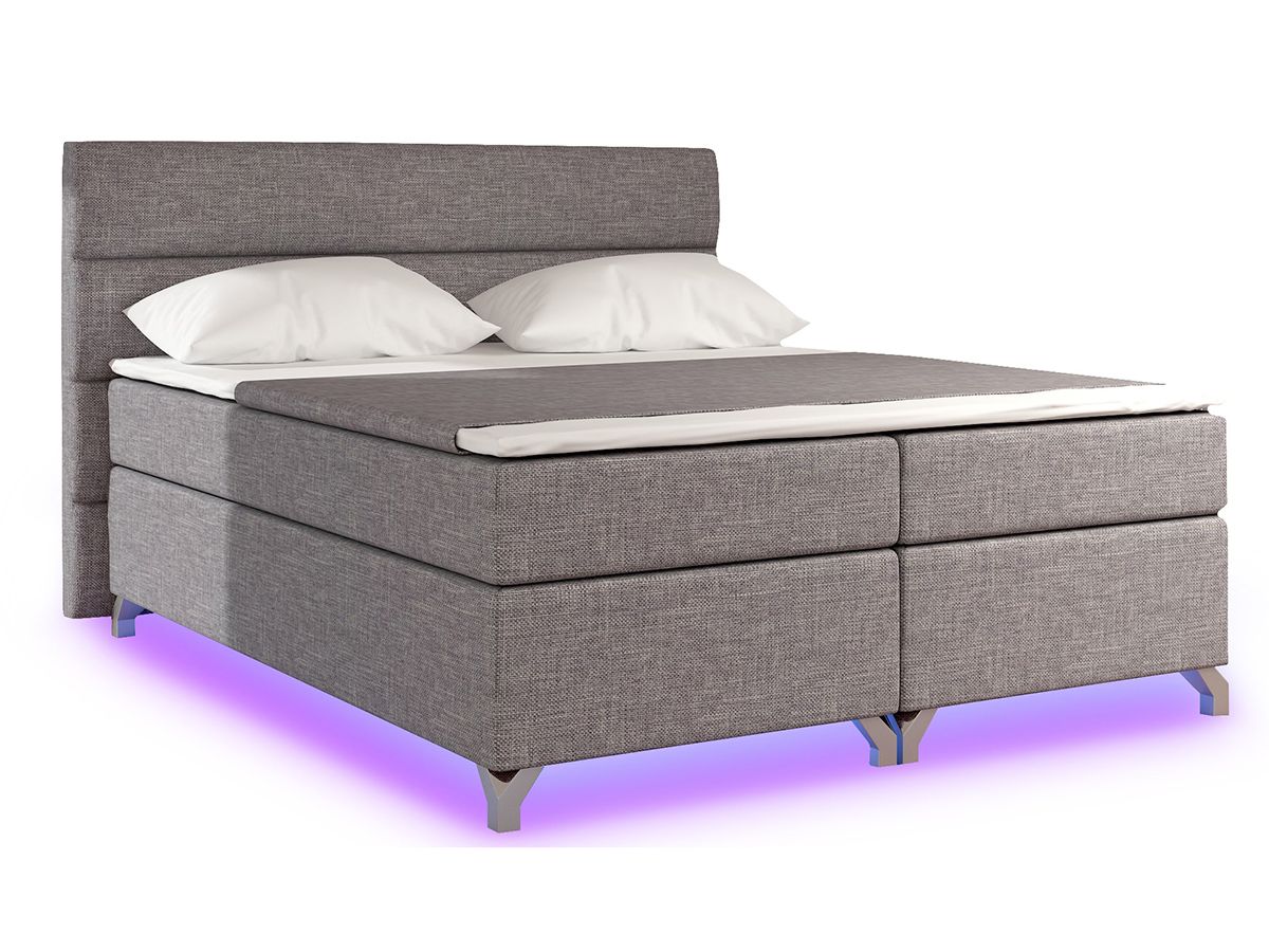 Čalúnená manželská posteľ s úložným priestorom Avellino 180 - svetlosivá
