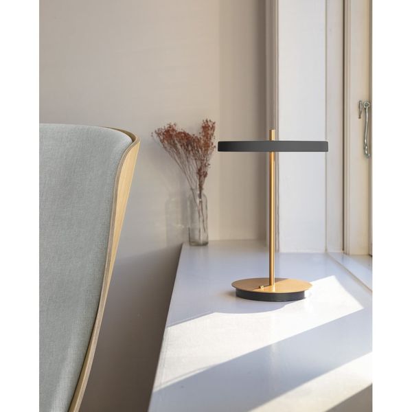 Antracitovosivá LED stolová lampa so stmievačom s kovovým tienidlom (výška 31 cm) Asteria Move – UMAGE