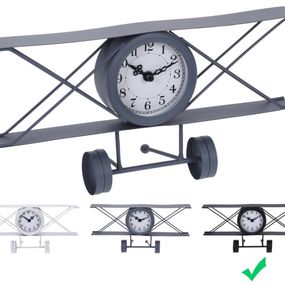SEGNALE Hodiny stolní designové LETADLO 30 cm černá KO-HZ1911500cern
