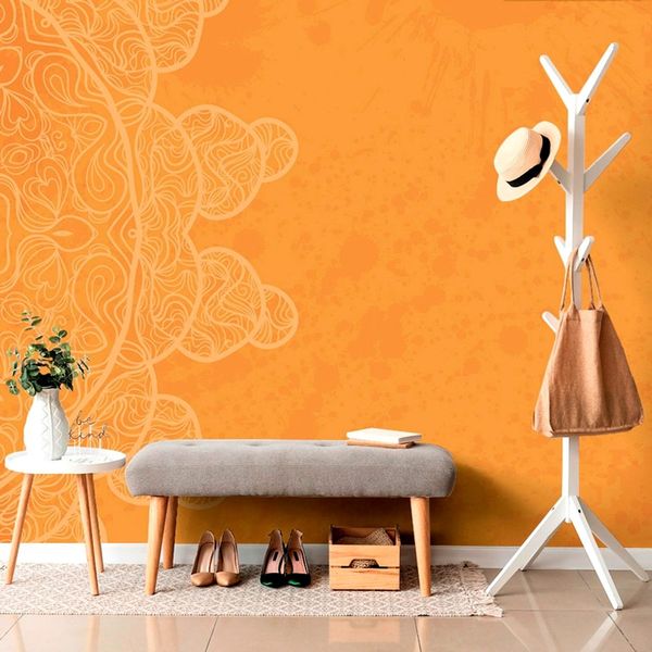 Samolepiaca tapeta oranžová arabeska na abstraktnom pozadí - 150x100