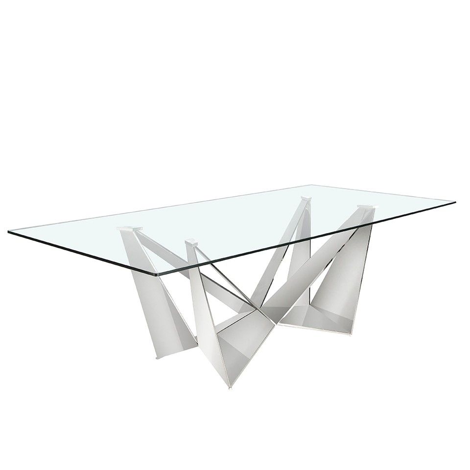 Estila Sklenený obdĺžnikový jedálenský stôl Urbano s podnožou z kovu 240cm