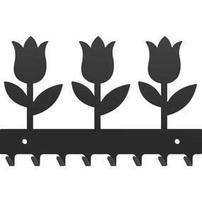 Metal Dekor vešiak na kľúče kvety čierne