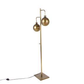 Priemyselná stojaca lampa bronzová 2 svetlá - Haicha