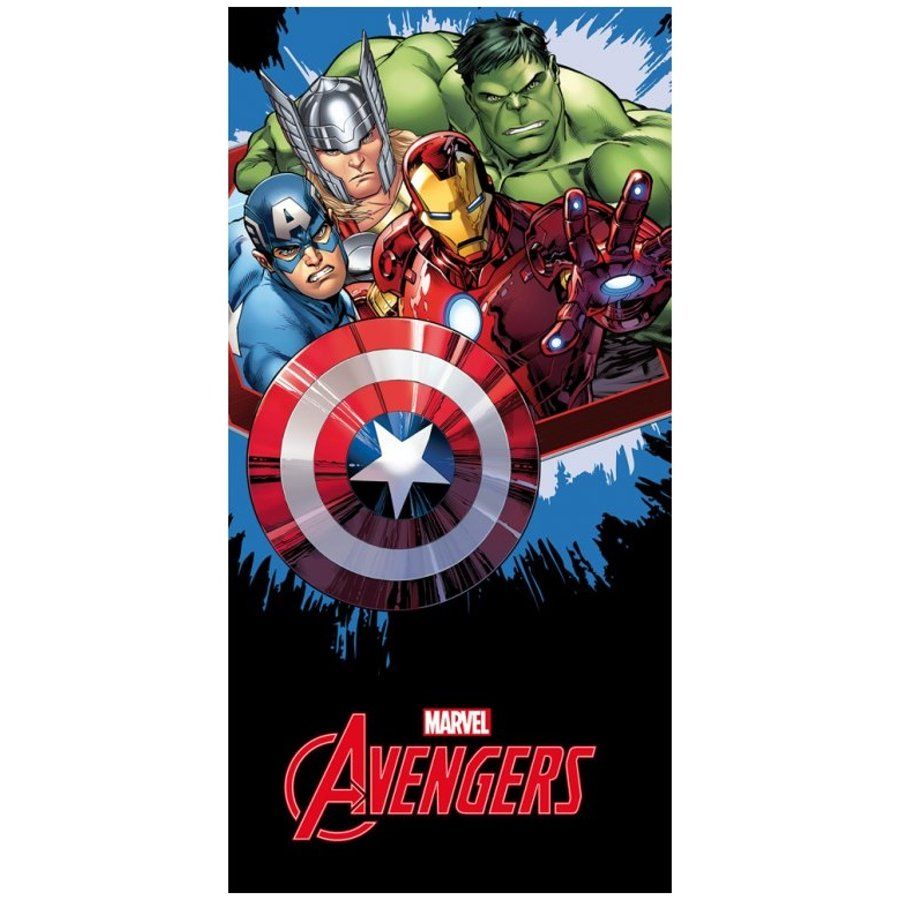 Carbotex · Bavlnená plážová osuška Avengers - MARVEL - 100% bavlna, froté s gramážou 320 gr./m² - 70 x 140 cm