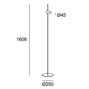 LEDS-C4 Nude Single stojaca lampa E27 sivá/čierna, Obývacia izba / jedáleň, hliník, E27, 15W, K: 160.8cm