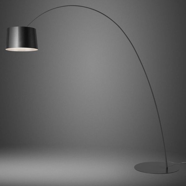 Foscarini Twiggy Elle stojaca LED lampa grafit, Obývacia izba / jedáleň, sklenené vlákno kompozitný materiál, plast, hliník, 28W, K: 267cm