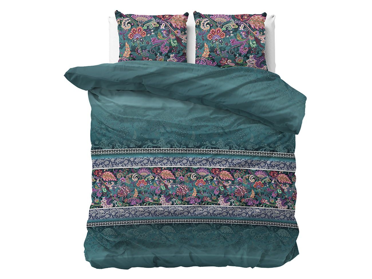 DomTextilu Luxusné smaragdovo zelené posteľné obliečky s motívom kvetov 220 x 240 cm -   Šírka: 220 cm | Dĺžka: 240 cm 49088-223186