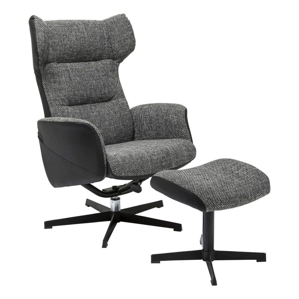Sivé otočné kreslo s podnožkou Kare Design Ohio