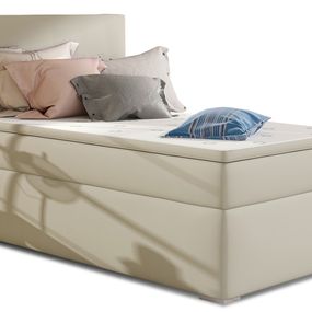 Čalúnená jednolôžková posteľ s úložným priestorom Rodrigo 90 L - béžová