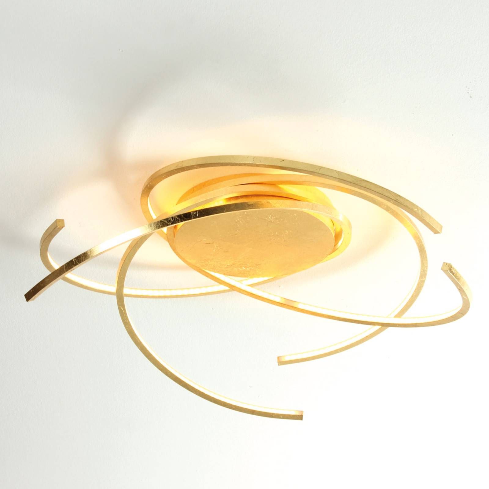 Escale Space LED svetlo 55 cm lístkové zlato, Obývacia izba / jedáleň, hliník pozlátený lístkovým zlatom, K: 16cm