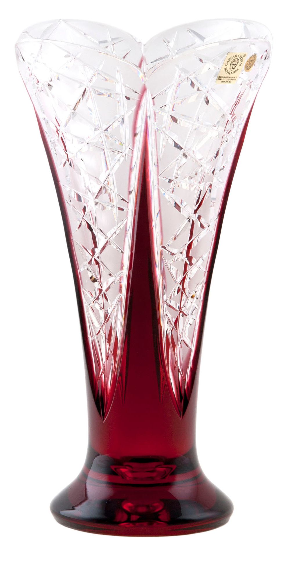 Krištáľová váza Flowerbud, farba rubínová, výška 255 mm