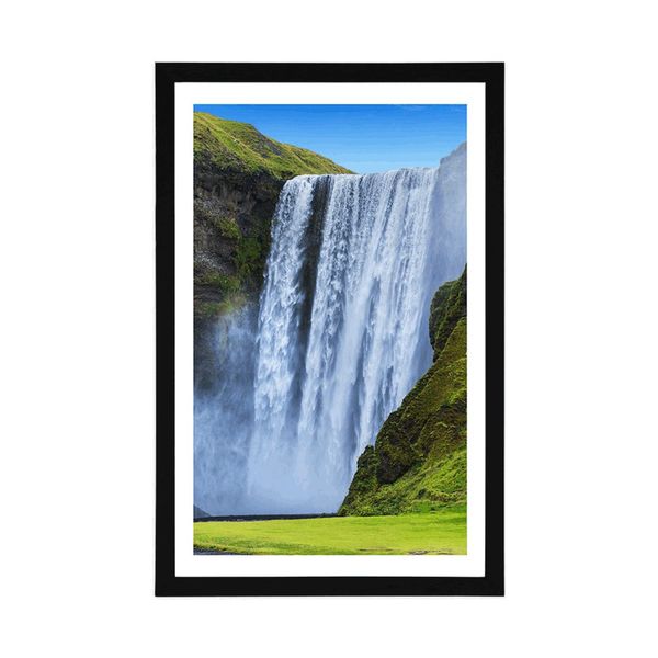 Plagát s paspartou ikonický vodopád na Islande - 20x30 black