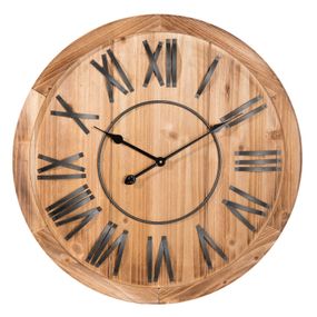 Drevené hodiny s kovovými číslicami - Ø 70*5 cm