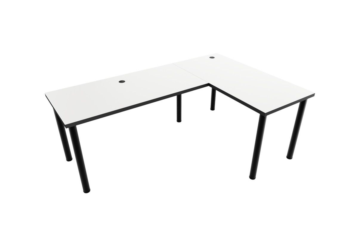 Expedo Počítačový rohový stôl LOOK N, 200/135x73-76x65, biela/čierne nohy, pravý