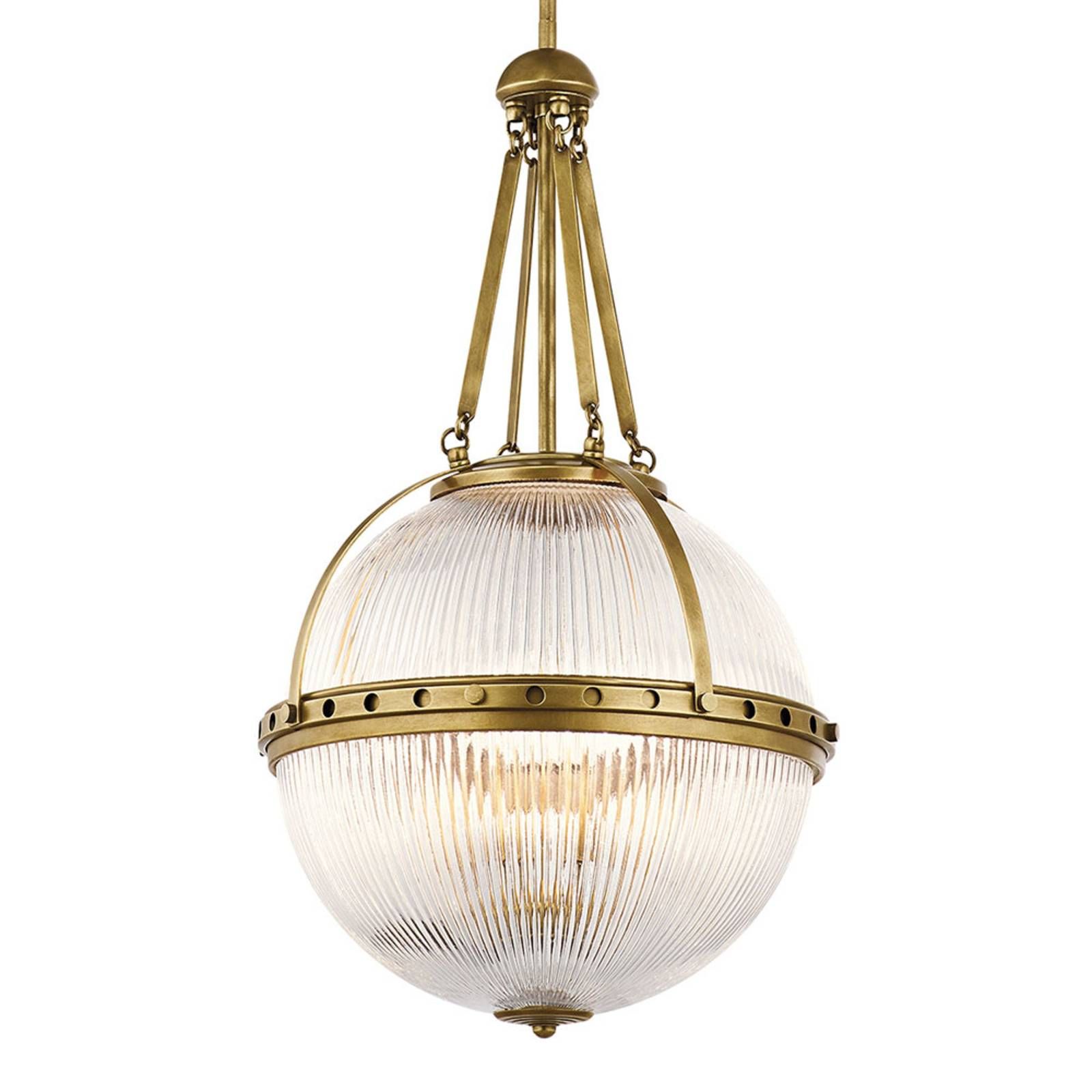 KICHLER Guľatá závesná lampa Aster, mosadz, Obývacia izba / jedáleň, kov, sklo, E14, 60W, K: 67.4cm