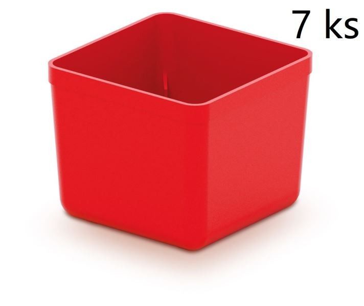 Sada 7 plastových boxov na náradie Unite box 5,5x5,5x16,5 cm červená