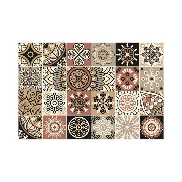 Sada 24 nástenných samolepiek Ambiance Wall Stickers Tiles Piura, 15 × 15 cm