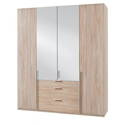 Skříň Moritz - 180x236x58 cm (dub, zrcadlo)