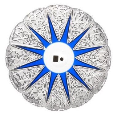 Krištáľový tanier Flowerbud, farba modrá, priemer 300 mm