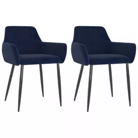 Jedálenská stolička 2 ks zamat / kov Dekorhome Modrá