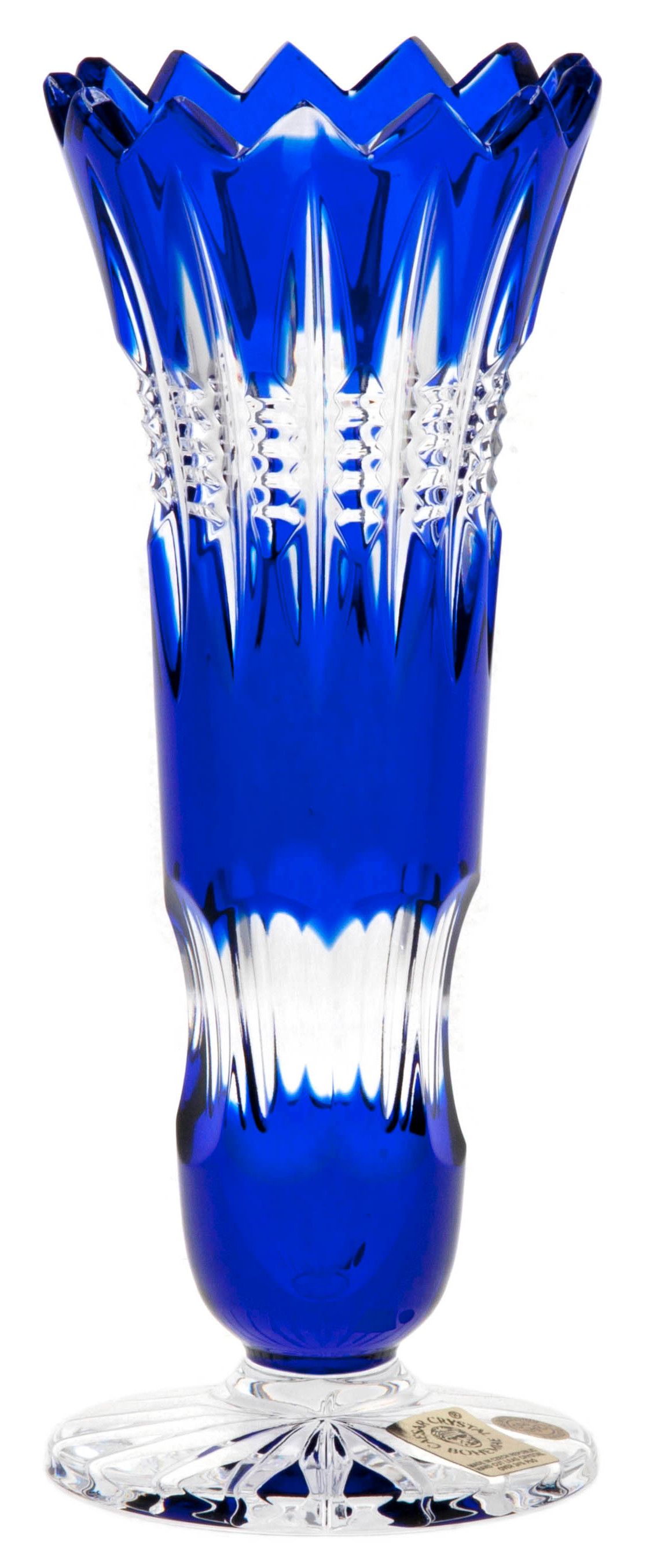 Krištáľová váza Brilant, farba modrá, výška 175 mm