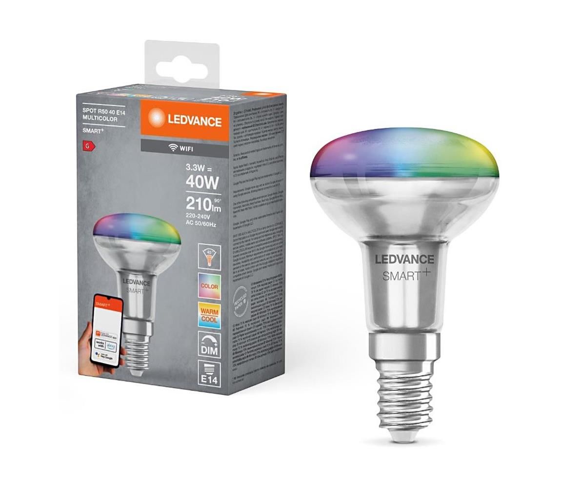 LED RGBW Stmievateľná žiarovka SMART+ E14/3,3W/230V 2700-6500K Wi-Fi - Ledvance