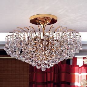Orion Vznešené stropné svietidlo LENNARDA pozlátené, Obývacia izba / jedáleň, mosadz, krištále, E27, 60W, K: 50cm