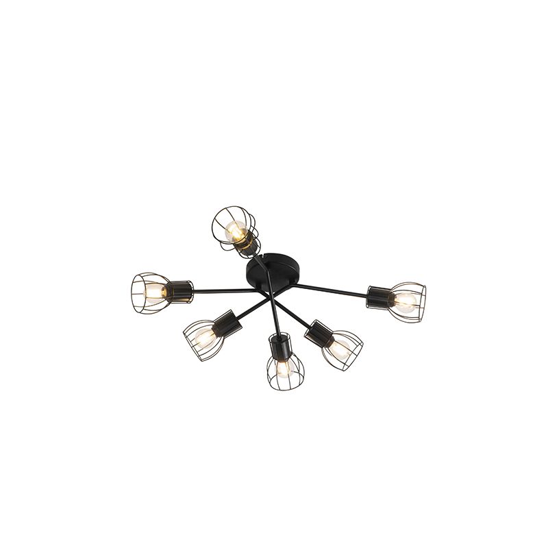 Moderné stropné svietidlo čierne 65 cm 6-svetelné - Botu