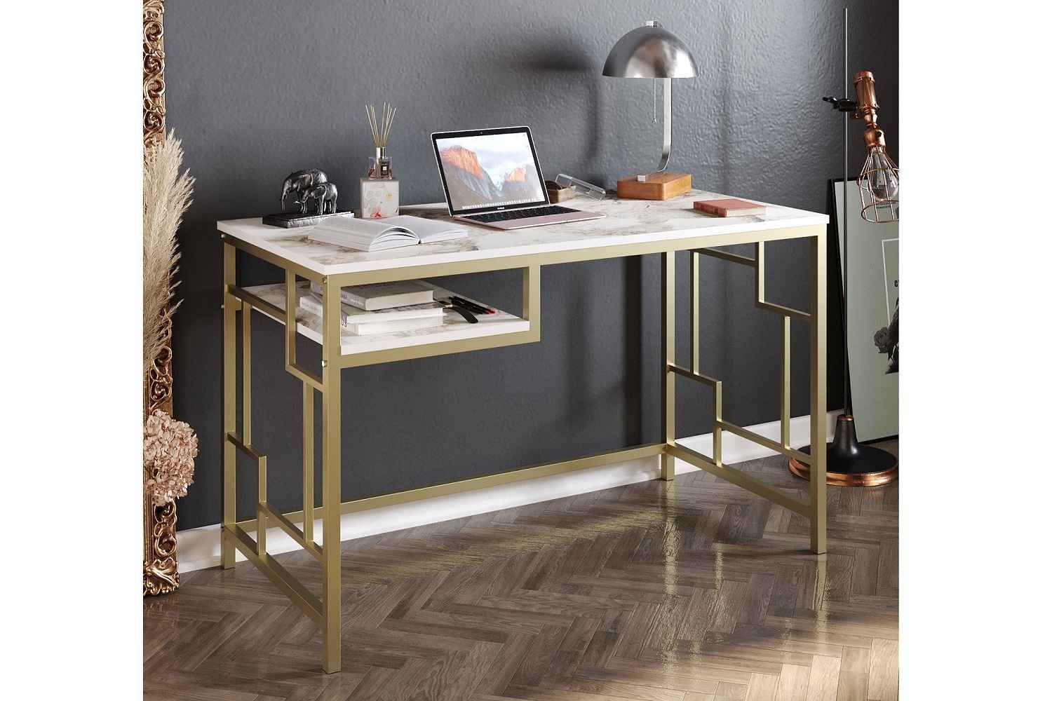 Sofahouse Dizajnový písací stôl Yaiza 120 cm bielo-zlatý