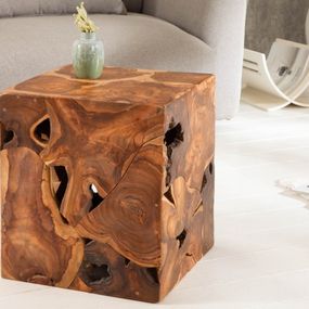 Estila Vidiecky masívny príručný stolík Vezelay z teakového dreva 40cm