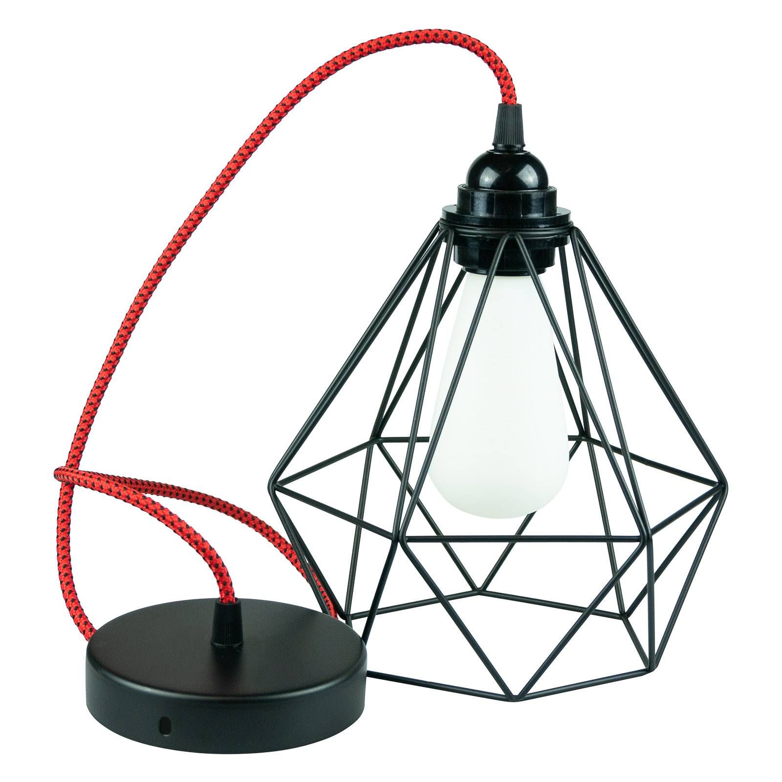 Segula SEGULA Diamant závesná lampa v čiernej a červenej, Obývacia izba / jedáleň, kov, E27, 57W, K: 20cm