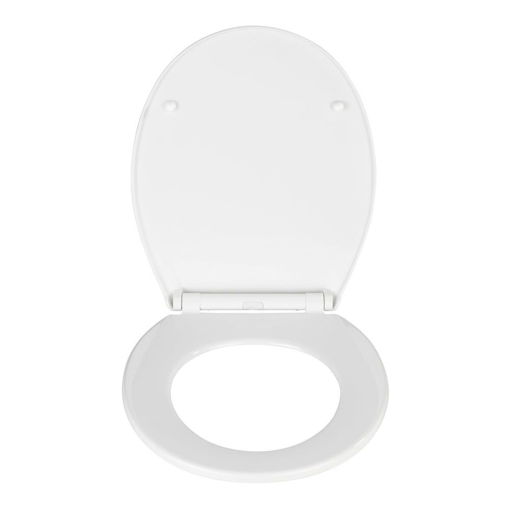 Biele WC sedadlo s jednoduchým zatváraním Wenko Kos, 44 × 37,5 cm