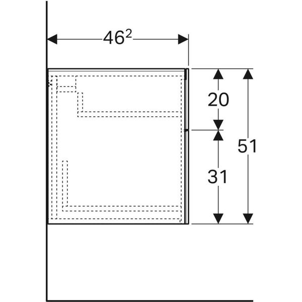 Geberit Xeno 2 - Bočná skrinka 450x510 mm so zásuvkami, sivá 500.504.43.1