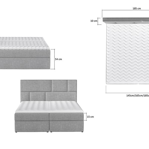Čalúnená manželská posteľ s úložným priestorom Ferine 145 - sivá (Berlin 01)