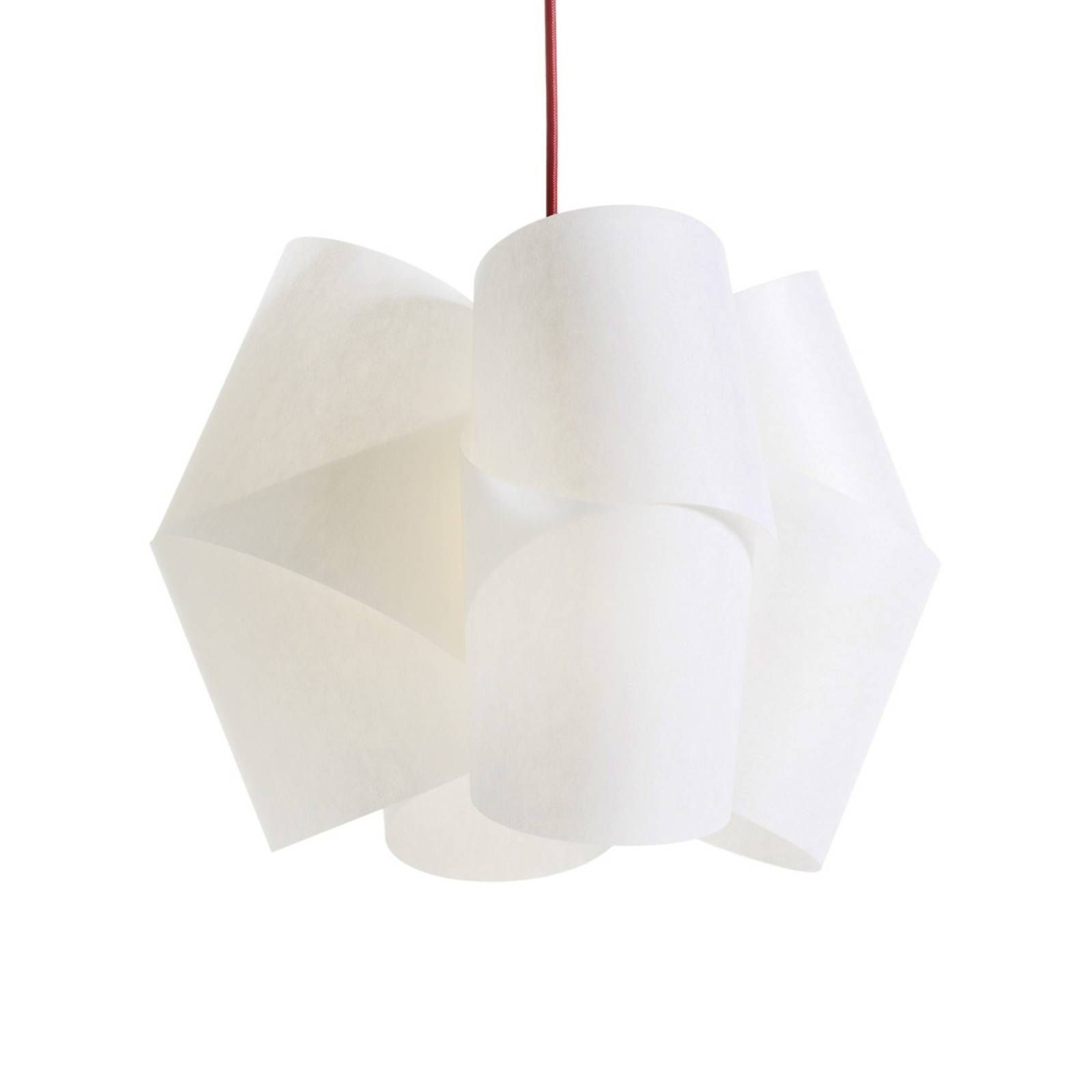 Domus Závesná lampa Julii, bielo-červená Ø 36 cm, Obývacia izba / jedáleň, lunopal, textil, 33W, K: 30cm