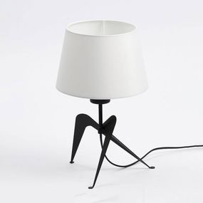 Aluminor Stolná lampa Lola látkové tienidlo, čierno-biele, Obývacia izba / jedáleň, oceľ, textil (chinc), E27, 40W, K: 33cm