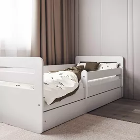 Letoss Detská posteľ TOMI - 140/80 Biela S matracom S uložným priestorom