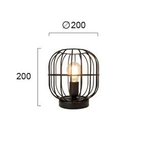 Viokef Stolná lampa Zenith v tvare klietky, čierna, Obývacia izba / jedáleň, elektrostaticky lakovaná oceľ, E27, 60W, K: 20cm