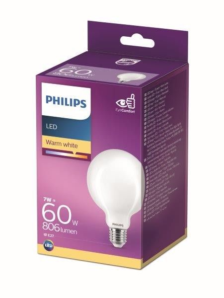 Philips 8718699764692 LED žiarovka 1x7W | E27 | 806lm | 2700K - teplá biela, matná biela, EyeComfort
