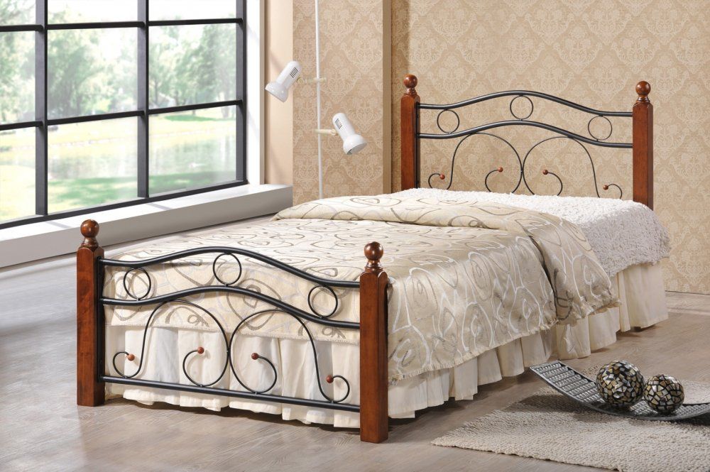 VerDesign, FLORENCE kovová posteľ 90 x 200, dub divoký kov - čierny, biely, farebný,masív