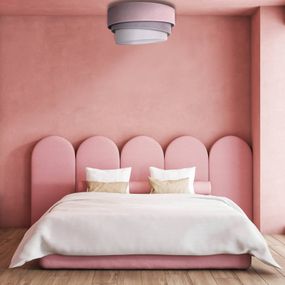 Euluna Stropné svetlo Pastell Trio Ø60 cm ružová/sivá, Obývacia izba / jedáleň, zamatová látka, E27, 40W, K: 30cm