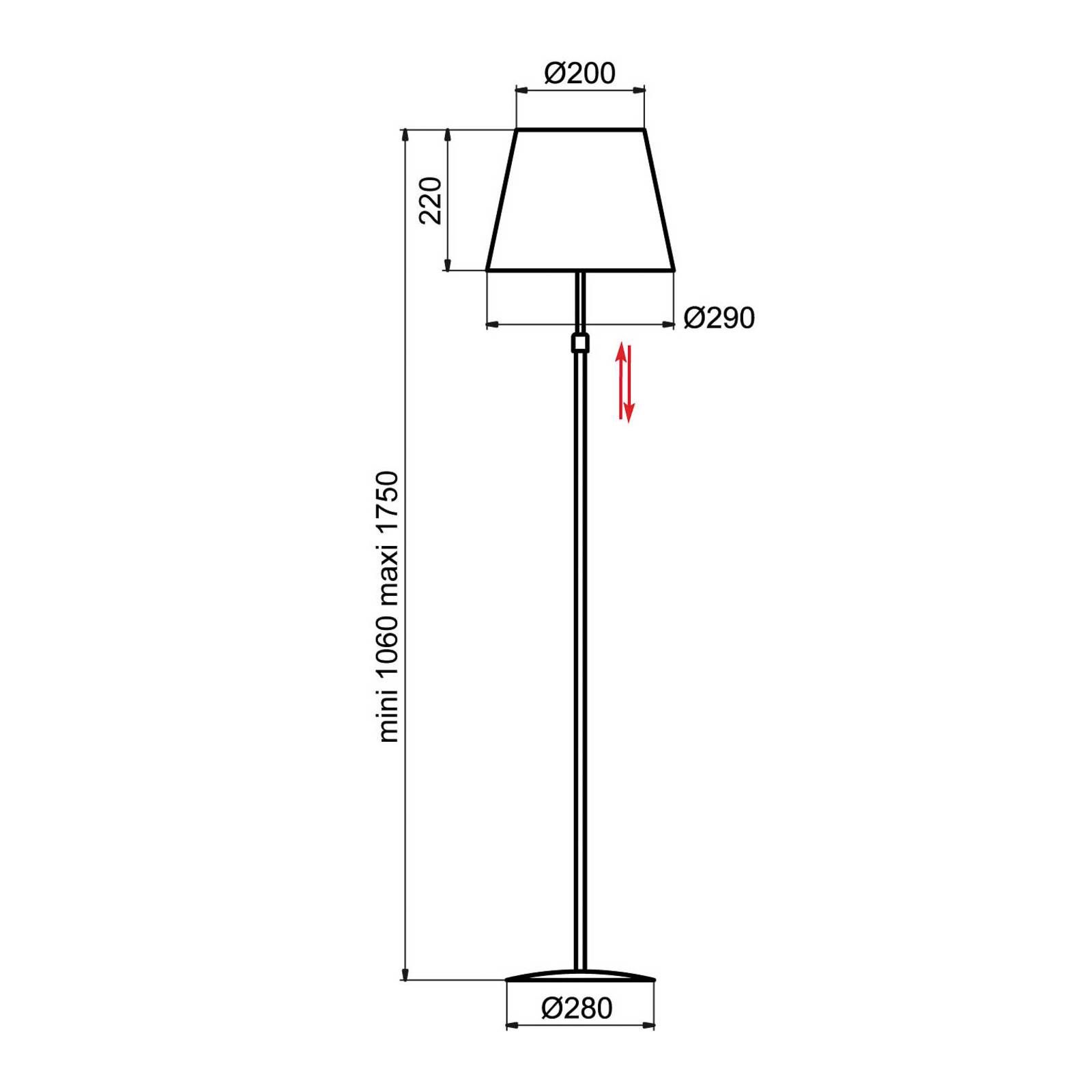 Aluminor Store stojaca lampa, chróm/biela, Obývacia izba / jedáleň, oceľ, látka, E27, 40W, K: 175cm