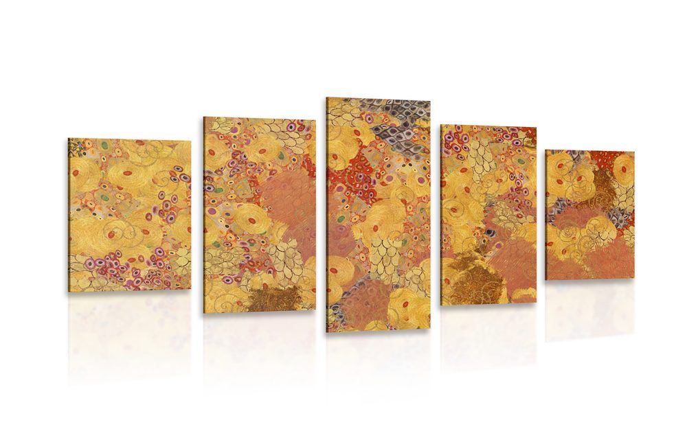 5-dielny obraz abstrakcia v štýle G. Klimta - 200x100