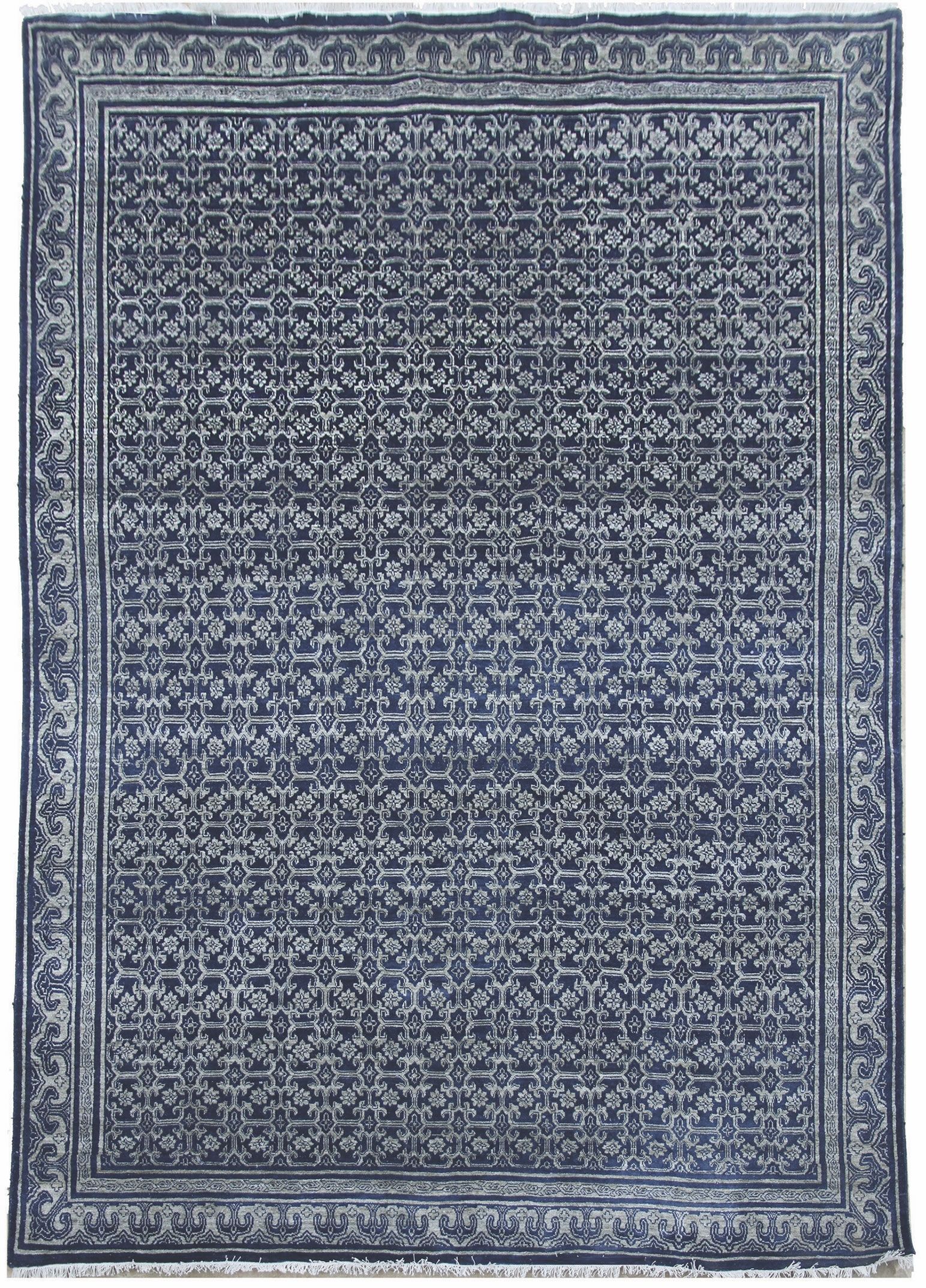 Diamond Carpets koberce Ručne viazaný kusový koberec Diamond DC-OC Denim blue / silver - 365x457 cm