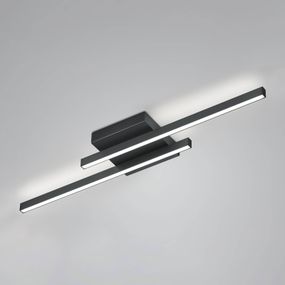 Knapstein Stropné LED svetlo Nuri up/down 2-plameňové čierna, Obývacia izba / jedáleň, hliník, oceľ, 38W, P: 91 cm, K: 6.8cm