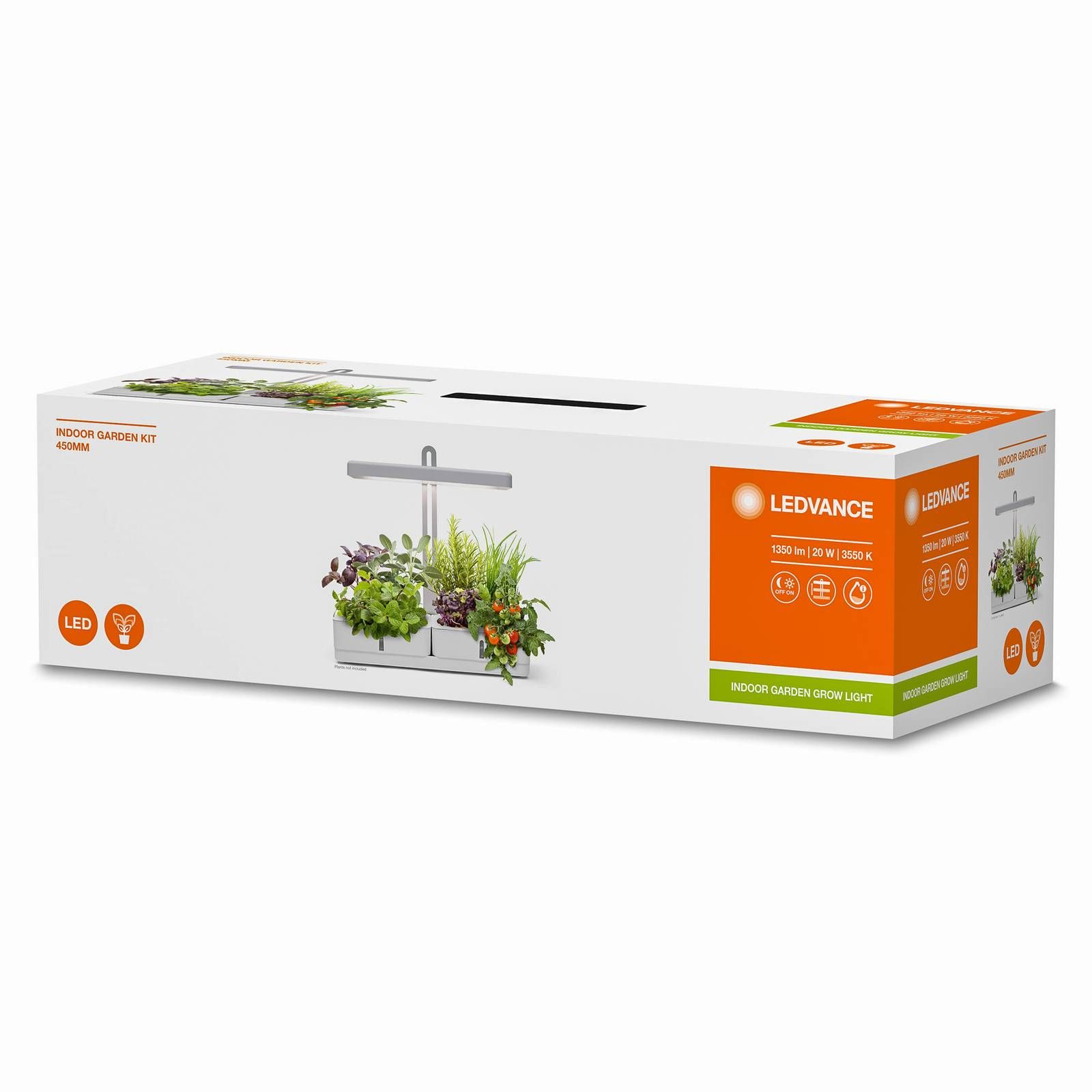 LEDVANCE Indoor Garden Kit 450WT botanická LED, Kuchyňa, ušľachtilá oceľ, polykarbonát, 20W, P: 45.3 cm, L: 18.9 cm, K: 47.6cm